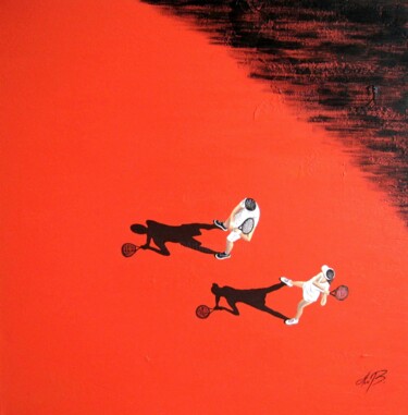 Painting titled "Double on red clay" by Anita Burnaz, Original Artwork, Oil