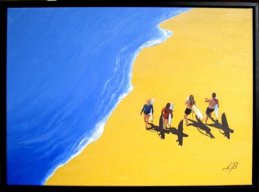Peinture intitulée "SURFERS II" par Anita Burnaz, Œuvre d'art originale, Huile