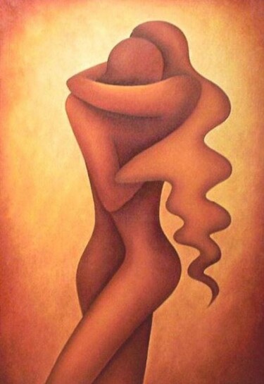 Painting titled "LOVERS" by Anita Burnaz, Original Artwork