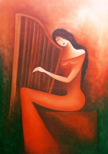 Painting titled "Melancholie" by Anita Burnaz, Original Artwork