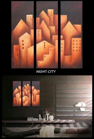 Malerei mit dem Titel "night city" von Anita Burnaz, Original-Kunstwerk