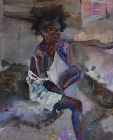 Schilderij getiteld "Jamaican girl" door Anita Gryz, Origineel Kunstwerk, Olie