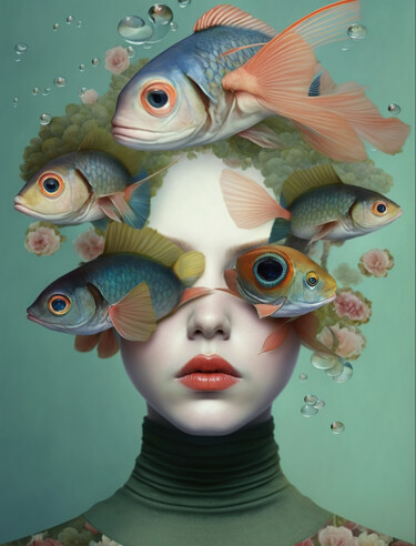 Arte digital titulada "Underwater Beauty 4" por Anita Kalmar, Obra de arte original, Impresión digital