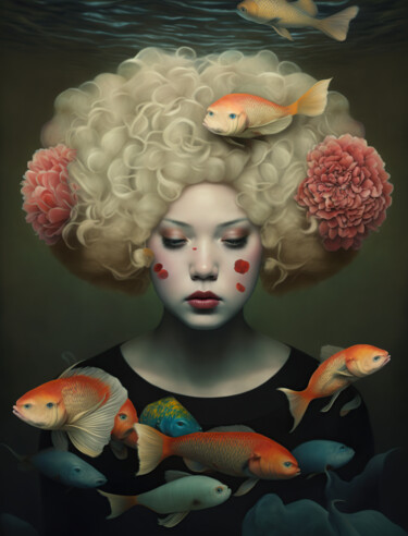 Digital Arts titled "Underwater Beauty 5" by Anita Kalmar, Original Artwork, Digital Print