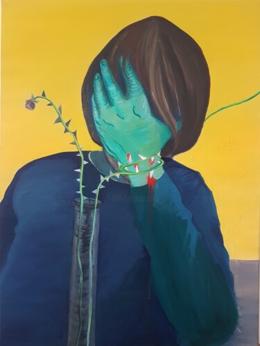 Peinture intitulée "Melancholic" par Anita Machura, Œuvre d'art originale, Huile