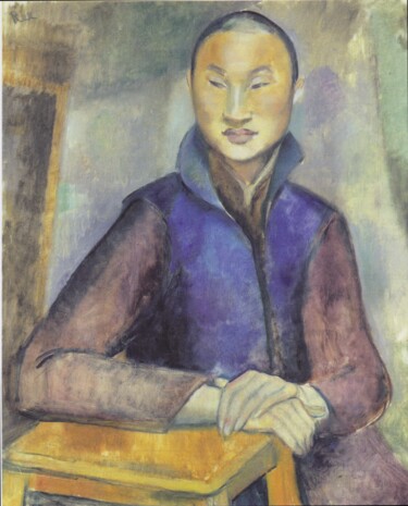 Pintura intitulada "Jeune homme chinois" por Anita Rée, Obras de arte originais, Óleo