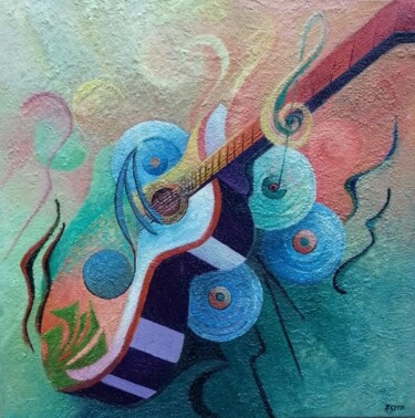 Painting titled "Vive la musik" by Anita Setti, Original Artwork, Oil Mounted on Wood Stretcher frame