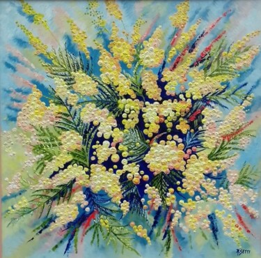 Painting titled "Les mimosas" by Anita Setti, Original Artwork, Oil