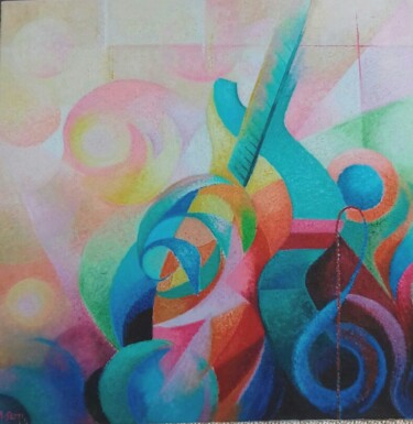 Peinture intitulée "La Guitare" par Anita Setti, Œuvre d'art originale, Huile