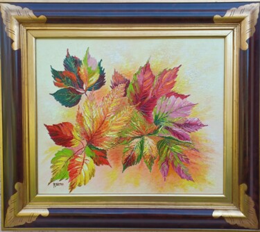 Malerei mit dem Titel "Feuilles d'automne" von Anita Setti, Original-Kunstwerk, Öl Auf Keilrahmen aus Holz montiert