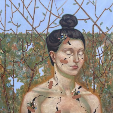 Painting titled "Пережившая опыт" by Anita Turadzhanova, Original Artwork, Tempera