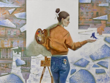Ζωγραφική με τίτλο "Лёд тронулся" από Анита Тураджанова, Αυθεντικά έργα τέχνης, Λάδι
