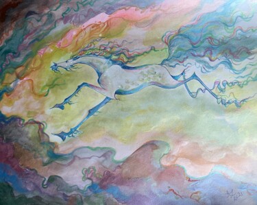 Dessin intitulée "Running thru darkne…" par Anita Zotkina, Œuvre d'art originale, Aquarelle