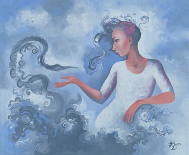 Painting titled "In the clouds" by Anita Zotkina, Original Artwork, Oil