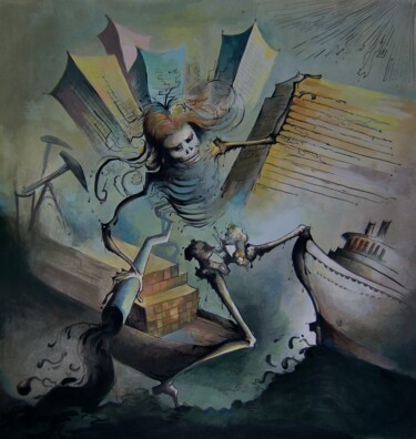 Pintura intitulada "Story Skeleton" por Anita Zotkina, Obras de arte originais, Acrílico