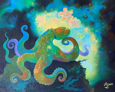 Painting titled "Octopus" by Anita Zotkina, Original Artwork, Oil