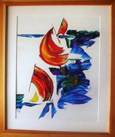Drawing titled "Abstrait/Voiliers" by Anita Lamberti, Original Artwork, Other