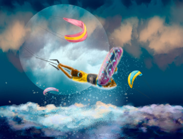 Digital Arts titled "New means of flight…" by Anna Zorina, Original Artwork, Digital Painting