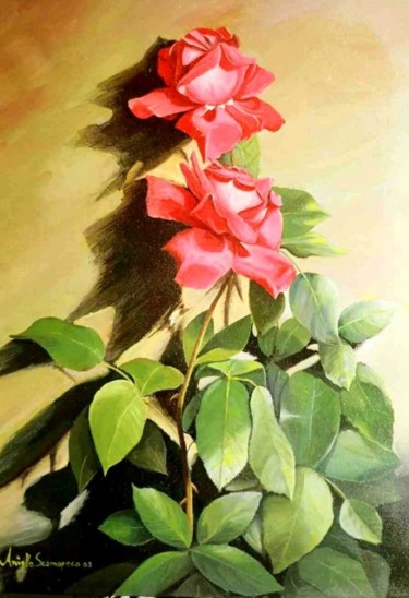 Pittura intitolato "Rose" da Aniello Scannapieco, Opera d'arte originale