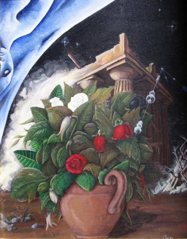 Pittura intitolato "Natura morta nel fu…" da Aniello Scannapieco, Opera d'arte originale