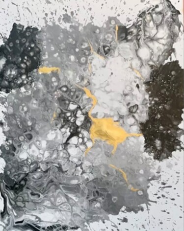 Photographie intitulée "Fluid Art black and…" par Anja Hofmann, Œuvre d'art originale, Photographie numérique