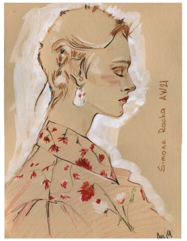 Disegno intitolato "Hommage à Egon Schi…" da Anja Rudko, Opera d'arte originale, Matite colorate