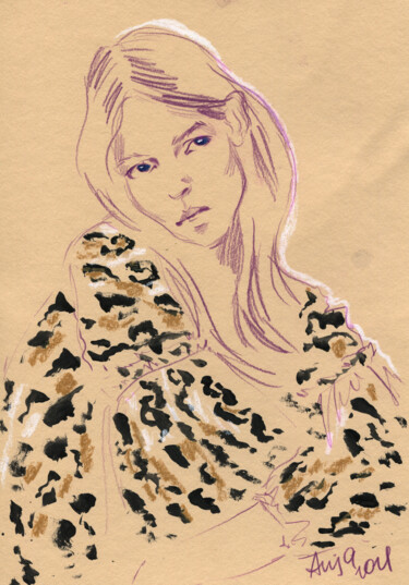 Рисунок под названием "Fashion #2" - Anja Rudko, Подлинное произведение искусства, Цветные карандаши