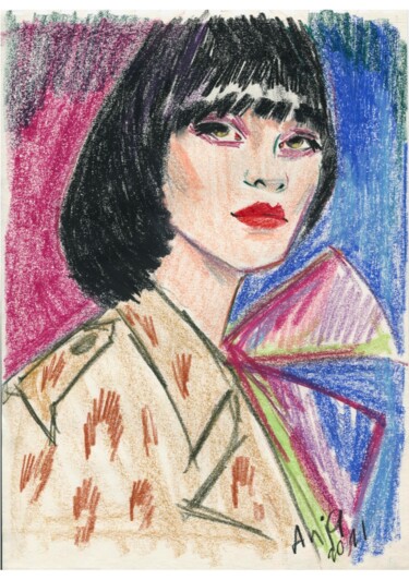 Disegno intitolato "Fashion portrait #1" da Anja Rudko, Opera d'arte originale, Pastello
