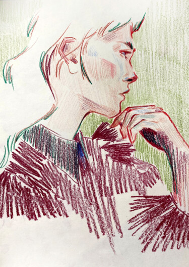 Рисунок под названием "Fashion portrait #2" - Anja Rudko, Подлинное произведение искусства, Пастель