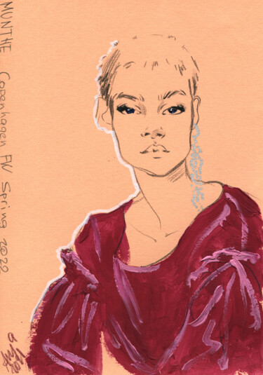 Disegno intitolato "Fashion #10" da Anja Rudko, Opera d'arte originale, Acrilico