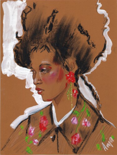 Zeichnungen mit dem Titel "Fashion portrait #4…" von Anja Rudko, Original-Kunstwerk, Pastell