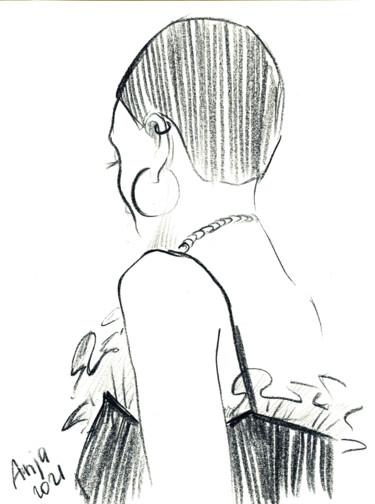 Drawing titled "FASHION #14" by Anja Rudko, Original Artwork, Conté