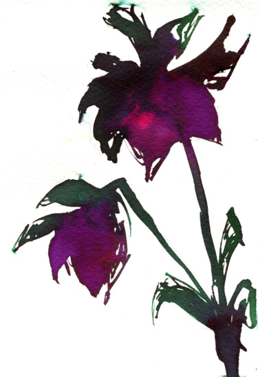Dibujo titulada "Flower #1" por Anja Rudko, Obra de arte original, Tinta
