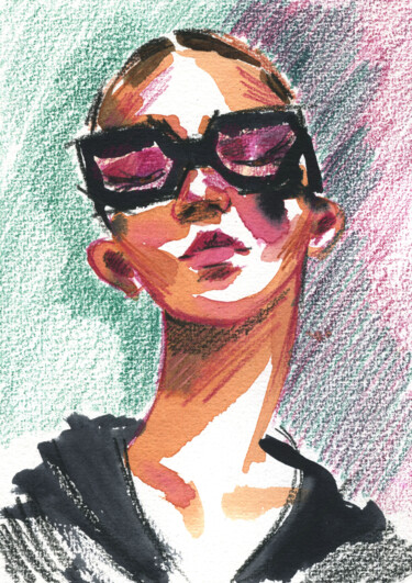 Drawing titled "Fashion #18" by Anja Rudko, Original Artwork, Watercolor