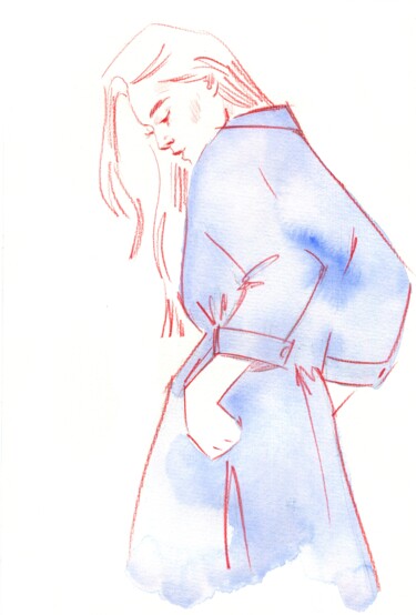 Drawing titled "Fashion #22" by Anja Rudko, Original Artwork, Watercolor