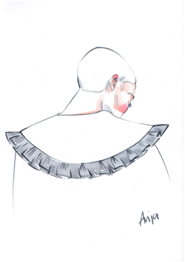 Dessin intitulée "Fashion #21" par Anja Rudko, Œuvre d'art originale, Aquarelle