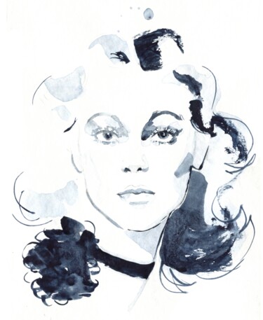 Zeichnungen mit dem Titel "Hedy Lamarr actress…" von Anja Rudko, Original-Kunstwerk, Aquarell