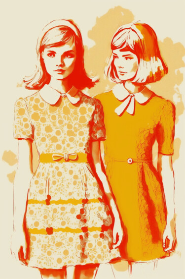 数字艺术 标题为“Girls in yellow dre…” 由Anja Rudko, 原创艺术品, 2D数字工作