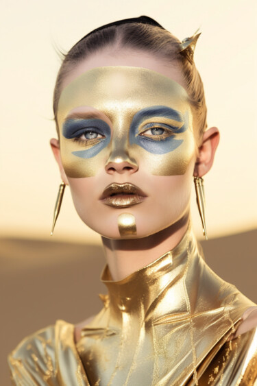 Digital Arts titled "The golden faces of…" by Anja Rudko, Original Artwork, AI generated image