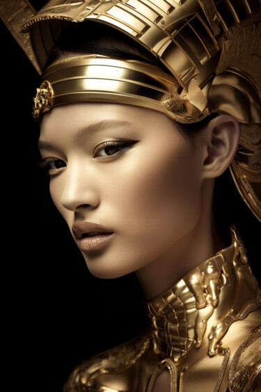 Digitale Kunst getiteld "Golden Warrior" door Anja Rudko, Origineel Kunstwerk, AI gegenereerde afbeelding