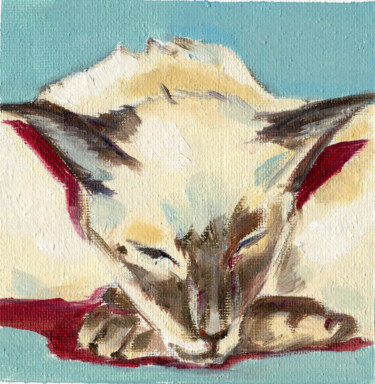 Pintura intitulada "Cat 2" por Anja Rudko, Obras de arte originais, Óleo