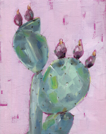 Schilderij getiteld "Cactus" door Anja Rudko, Origineel Kunstwerk, Olie