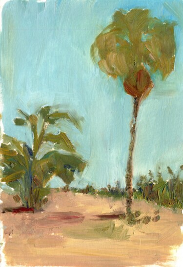Ζωγραφική με τίτλο "Palms 2" από Anja Rudko, Αυθεντικά έργα τέχνης, Λάδι