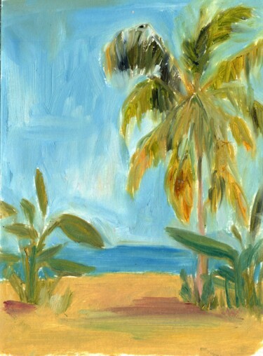 Painting titled "Palms 3" by Anja Rudko, Original Artwork, Oil