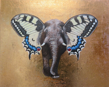 Painting titled "Schmettefant" by Anja Semling, Original Artwork, Acrylic Mounted on Wood Stretcher frame