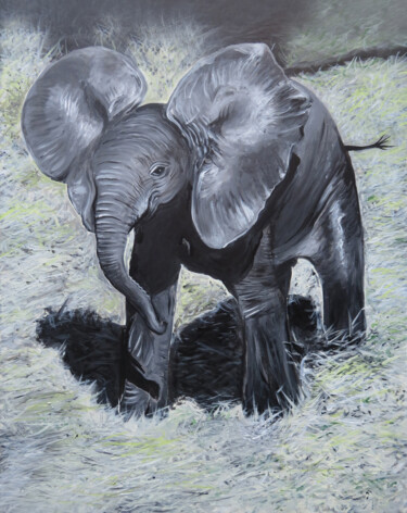 Pintura titulada "Elefantenwaise im H…" por Anja Semling, Obra de arte original, Acrílico Montado en Bastidor de camilla de…