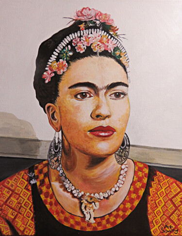 Malerei mit dem Titel "Frida" von Anja Semling, Original-Kunstwerk, Acryl