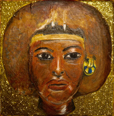 Painting titled "Queen Teje" by Anja Semling, Original Artwork, Acrylic Mounted on Wood Stretcher frame