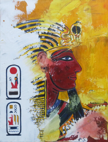 Pittura intitolato "Pharao Sethos I." da Anja Semling, Opera d'arte originale, Acrilico Montato su Telaio per barella in leg…