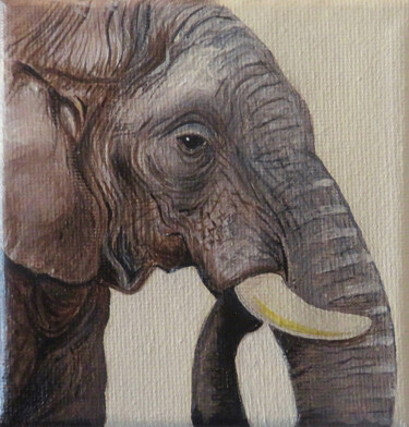 Schilderij getiteld "Loxodonta Africana…" door Anja Semling, Origineel Kunstwerk, Acryl Gemonteerd op Frame voor houten bran…